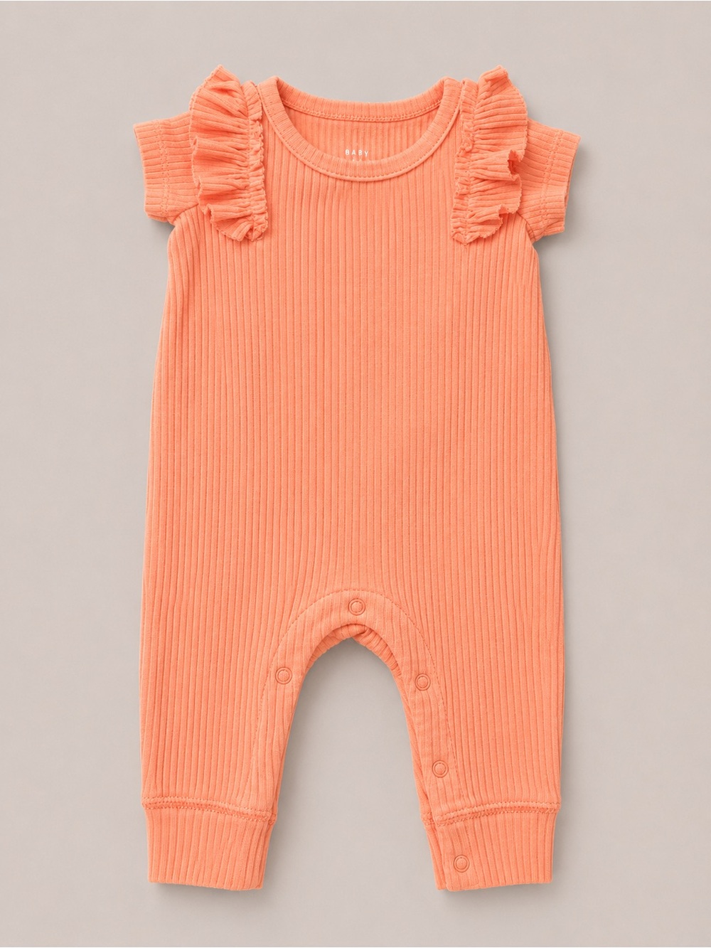 Baby Cat & Jack - Romper W/ Shoulder Ruffles - Coral (Cotton & Modal) - NB